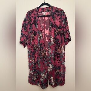 Arizona Jean Company Floral Sheer Open Front Kimono
